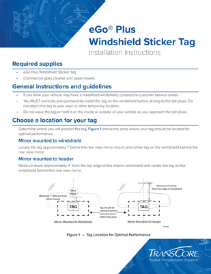 eGo Plus Windshield Sticker Tag